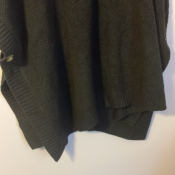 Loft Black Chunky Knit Cowl Neck Poncho Sweater size M/L - Picture 3 of 14